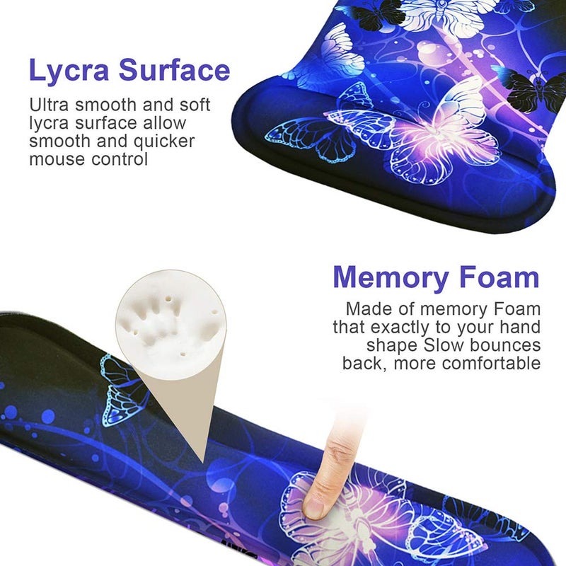 iVeze Mouse Pad with Wrist Support and Keyboard Wrist Rest Pad Set,Ergonomic Mouse Pads for Computers Laptop,Non-Slip Comfortable Mousepad w/Raised Memory Foam for Easy Typing & Pain Relief (Retro Flower) - Image 4